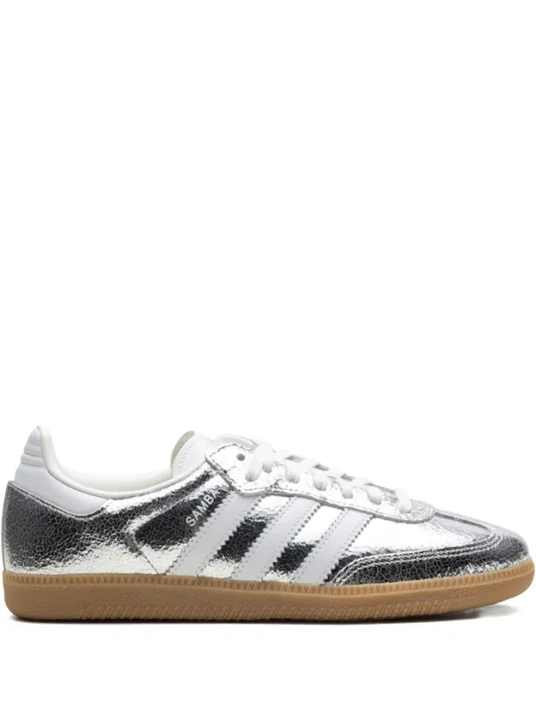 Silver Metallic Cracked Leather