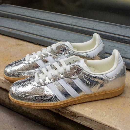 Silver Metallic Cracked Leather